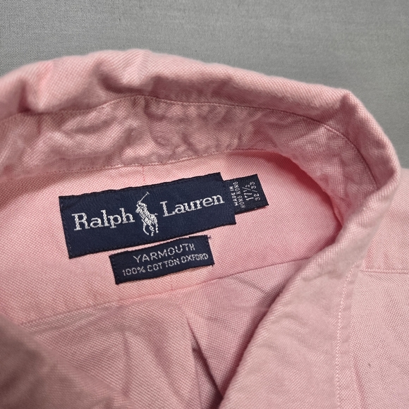 Ralph Lauren Men's 17.5 Cotton Pink Yarmouth Long Sleeve Button Down Shirt - Picture 4 of 11
